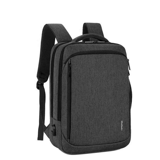 MEINAILI Nylon Laptop Backpack With USB Charging Port - 15.6-inch - Black