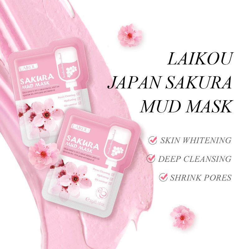 Japan Sakura Mud Face Mask Anti Wrinkle Night Facial Packs Skin Clean Dark Circle Moisturize Anti-Aging For Face Care