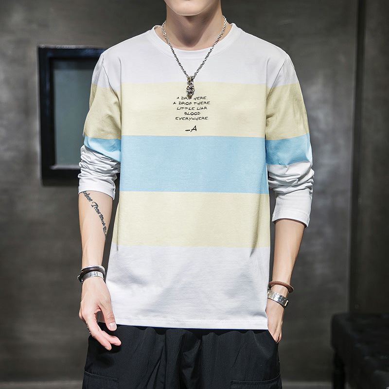 Long-sleeved t-shirt men's 2021 autumn new Korean version of the trend ins wild cotton t-shirt bottoming shirt