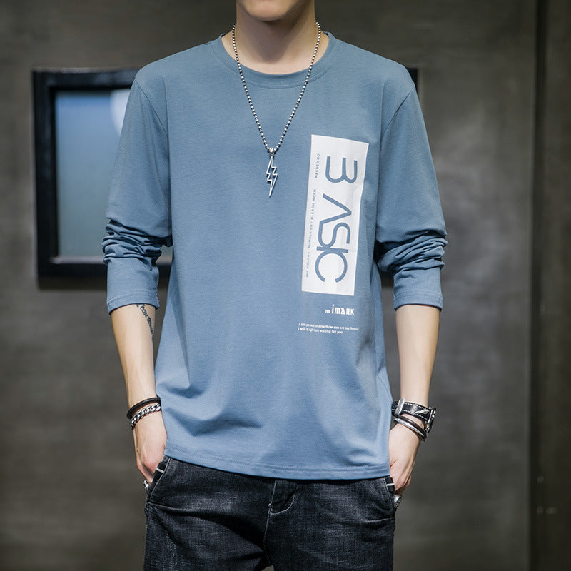 Long-sleeved t-shirt men's 2021 autumn new Korean version of the trend ins wild cotton t-shirt bottoming shirt