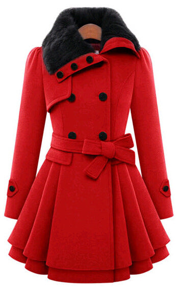 eBay2016 new European and beautiful women's slim long woolen coat double-breasted woolen coat windbreaker women