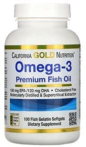 California Gold Nutrition, Omega-3, Premium Fish Oil, 100 Fish Gelatin Softgels