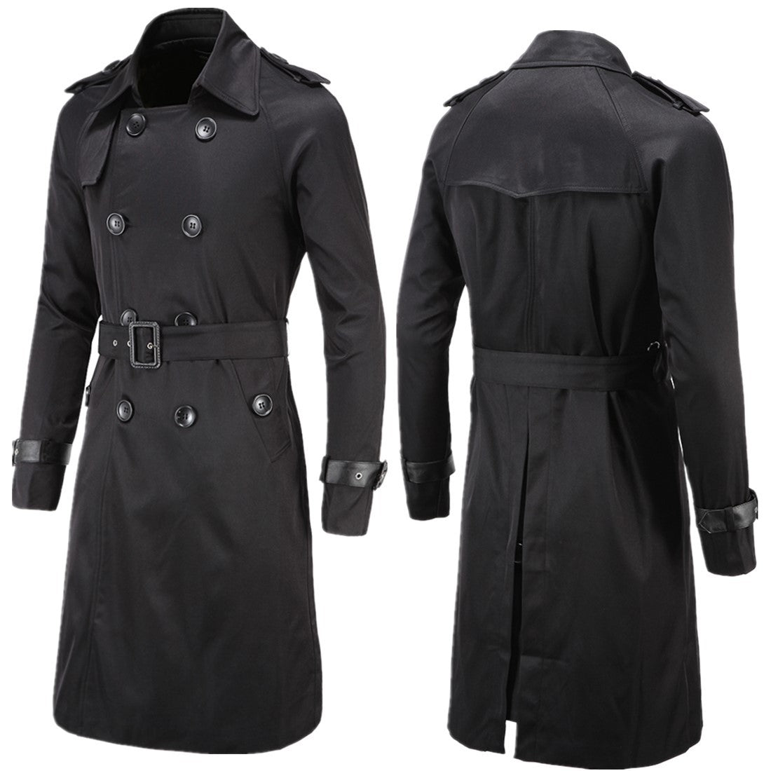fashion men's spring boutique European and American long slim double-breasted trench coat men's coat