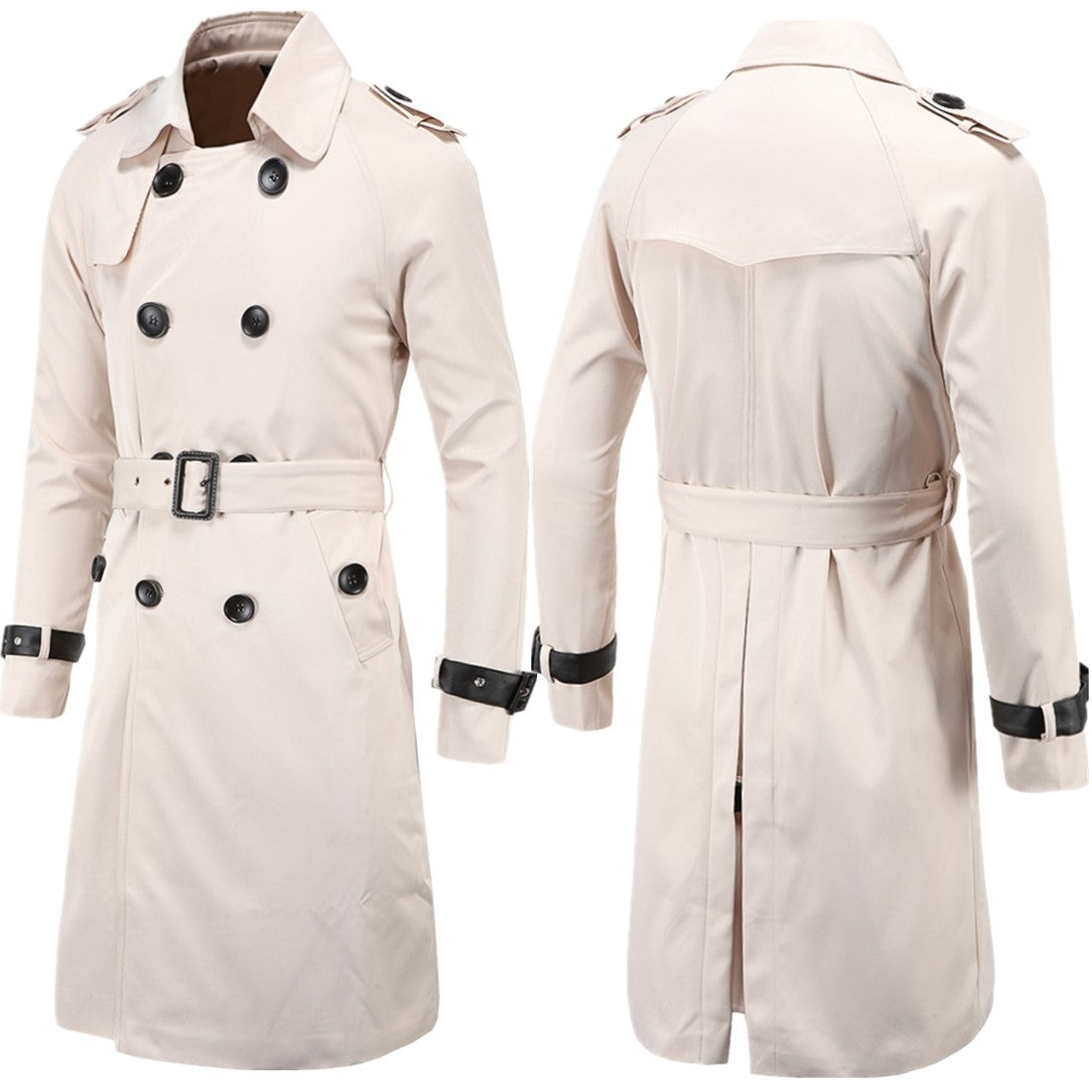 fashion men's spring boutique European and American long slim double-breasted trench coat men's coat