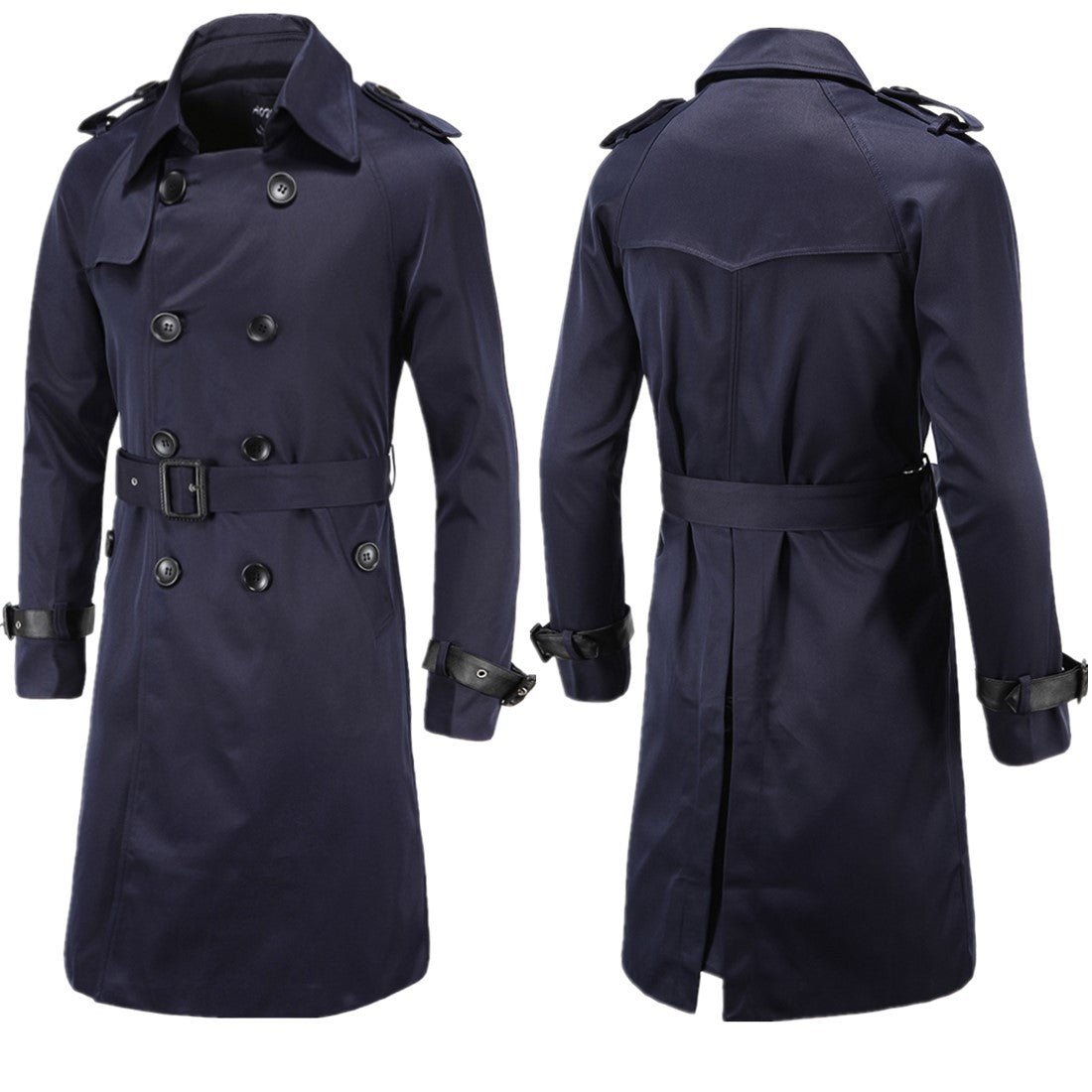 fashion men's spring boutique European and American long slim double-breasted trench coat men's coat