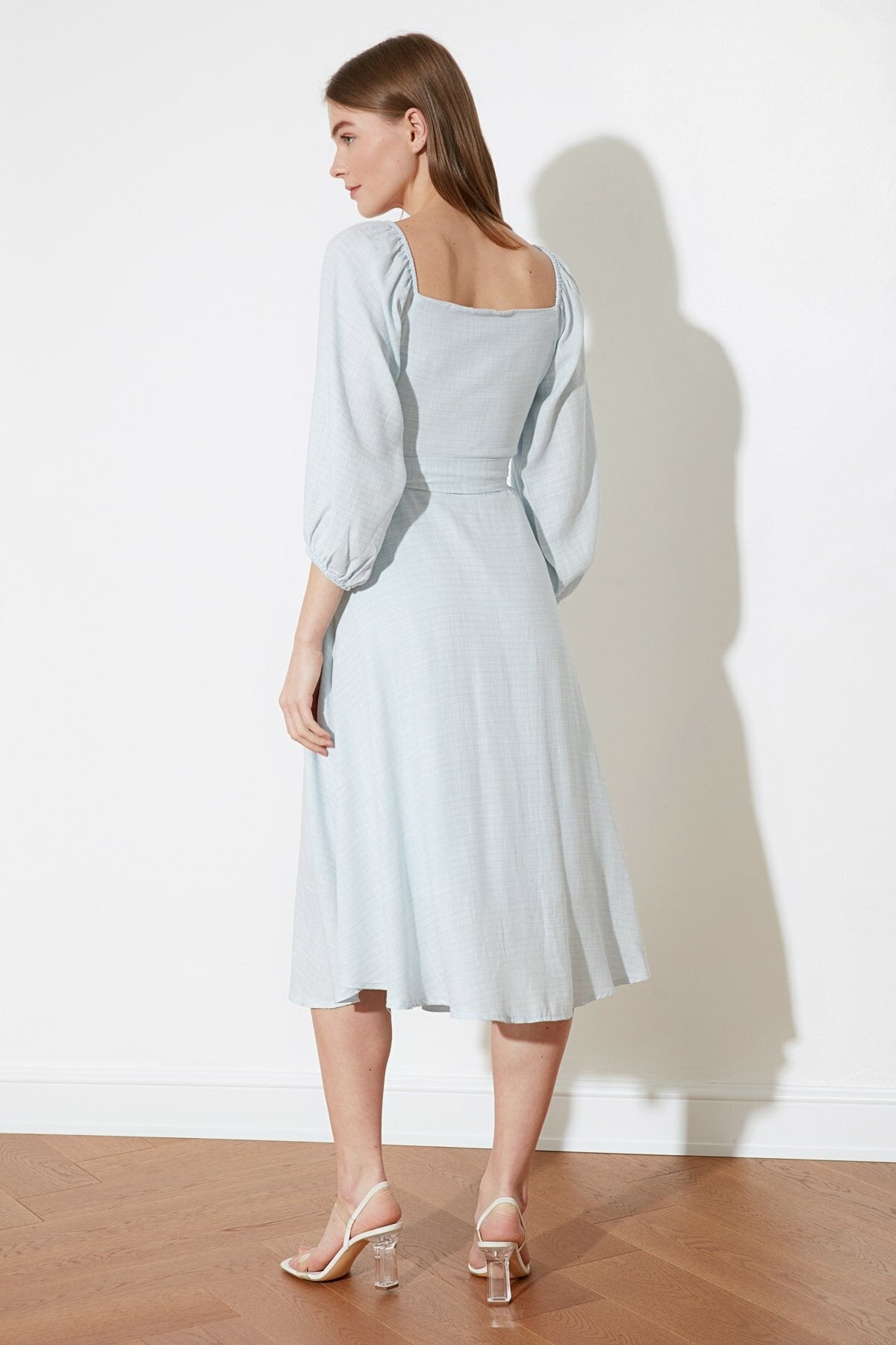 Ecru Belted Buttoned Dress