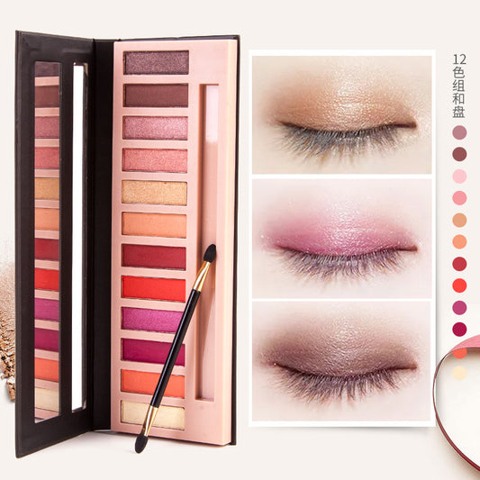 12 color matte pearlescent eyeshadow palette lasting non-smudge earth color makeup eyeshadow pearlescent eyeshadow cross-border wholesale