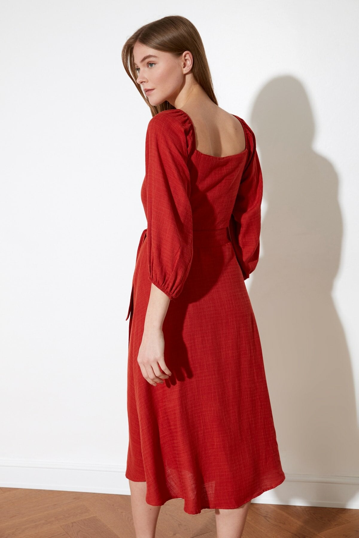 Ecru Belted Buttoned Dress