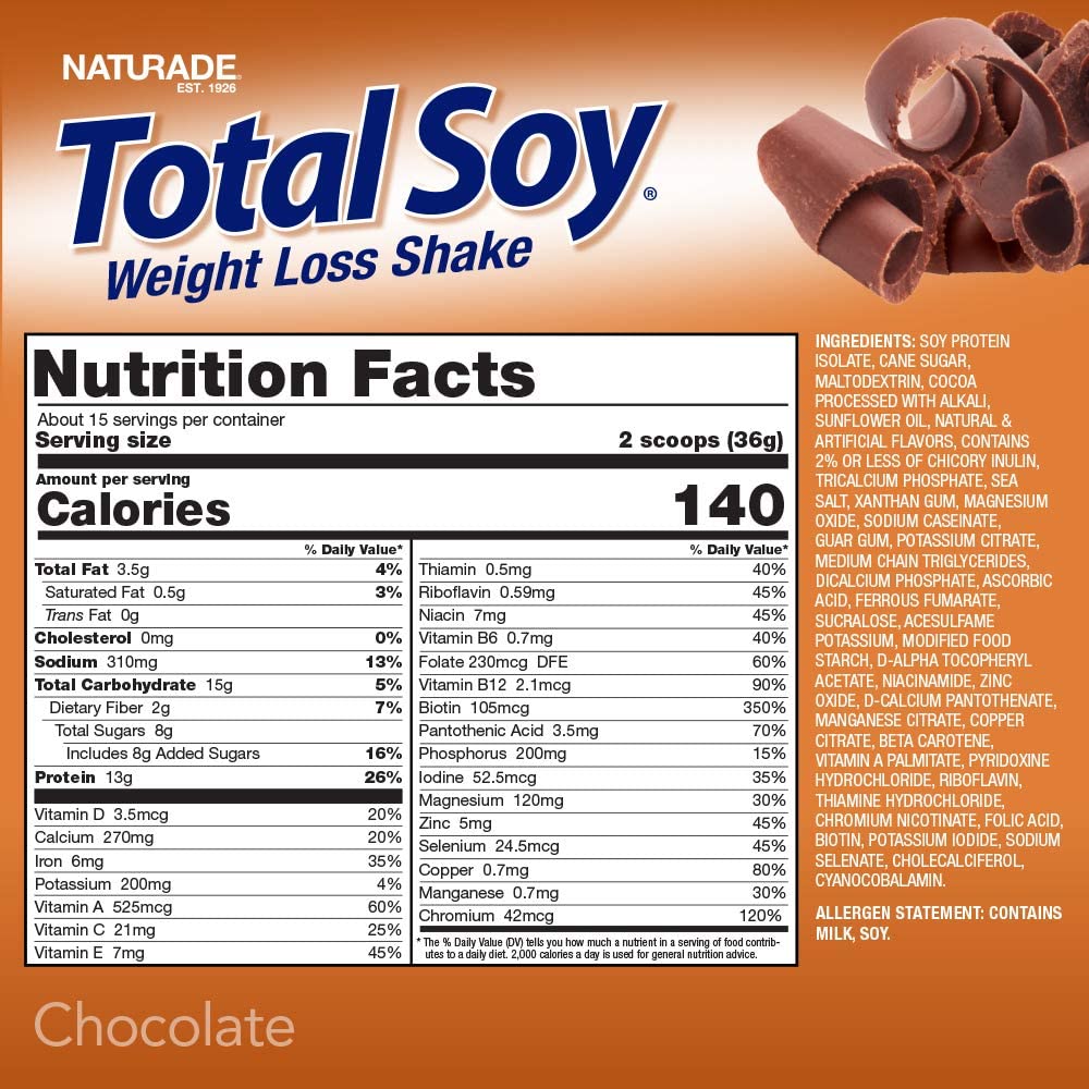 Naturade, Total Soy, Weight Loss Shake, Chocolate, 1.2 lbs (540 g)