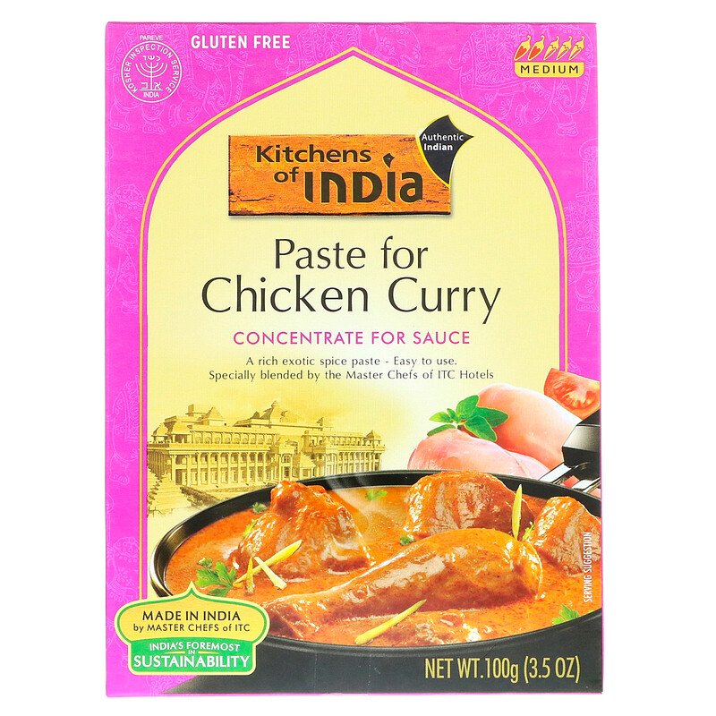 Kitchens of India, Paste For Tikka Masala, Concentrate For Sauce, Medium, 3.5 oz (100 g)