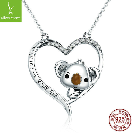 Amazon Explosive Cute Koala Necklace S925 Sterling Silver Ladies Fashion Jewelry Spot SCN256
