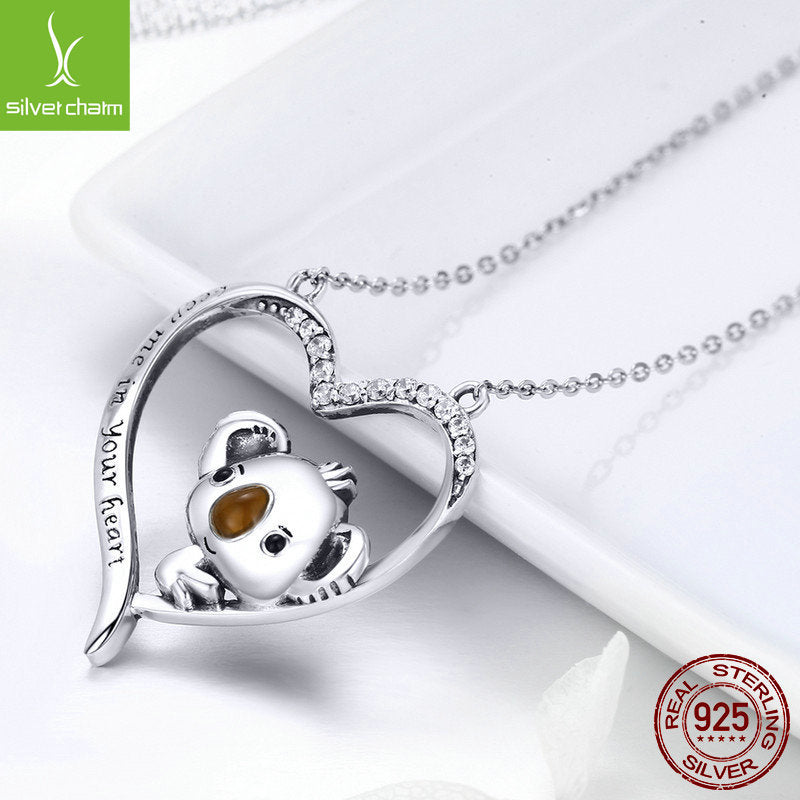 Amazon Explosive Cute Koala Necklace S925 Sterling Silver Ladies Fashion Jewelry Spot SCN256