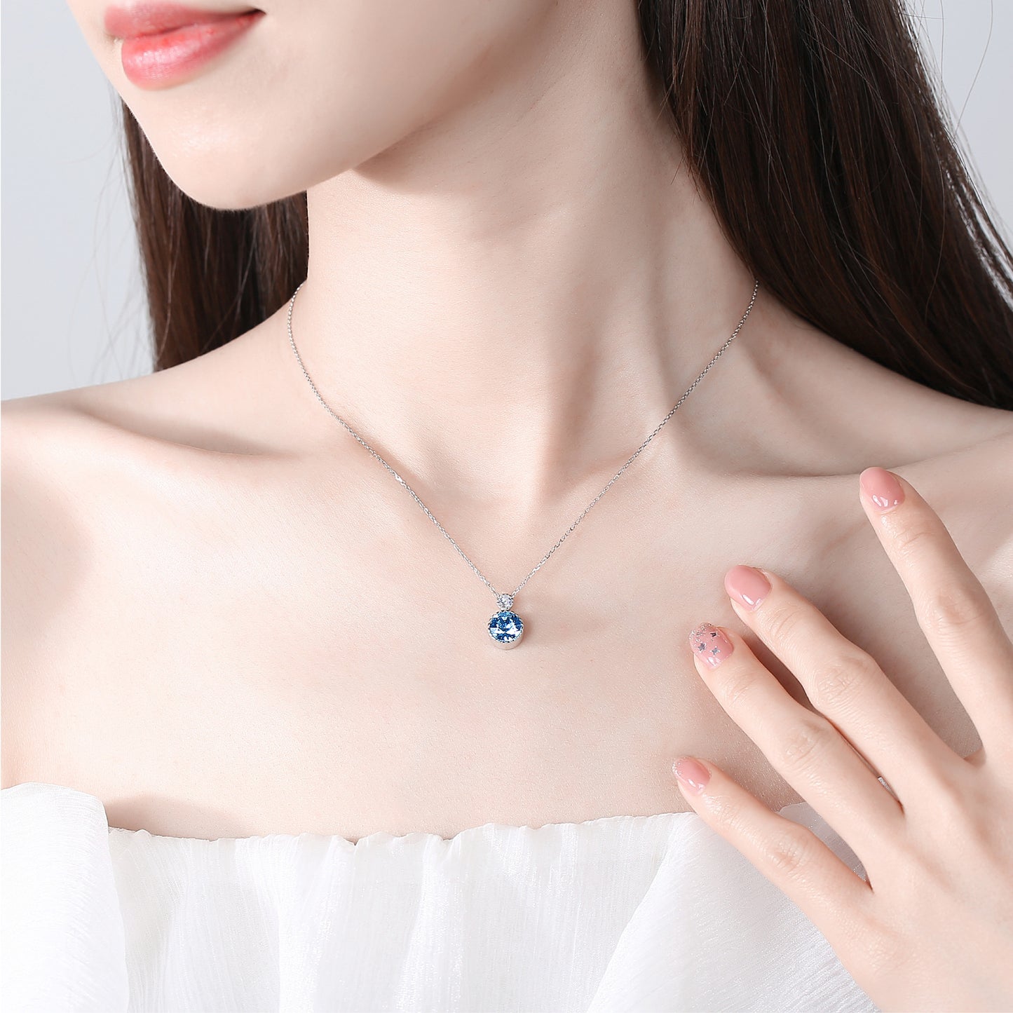 Explosive Original Ocean Heart 925 Sterling Silver Necklace Female Clavicle Chain Female Austrian Crystal Jewelry