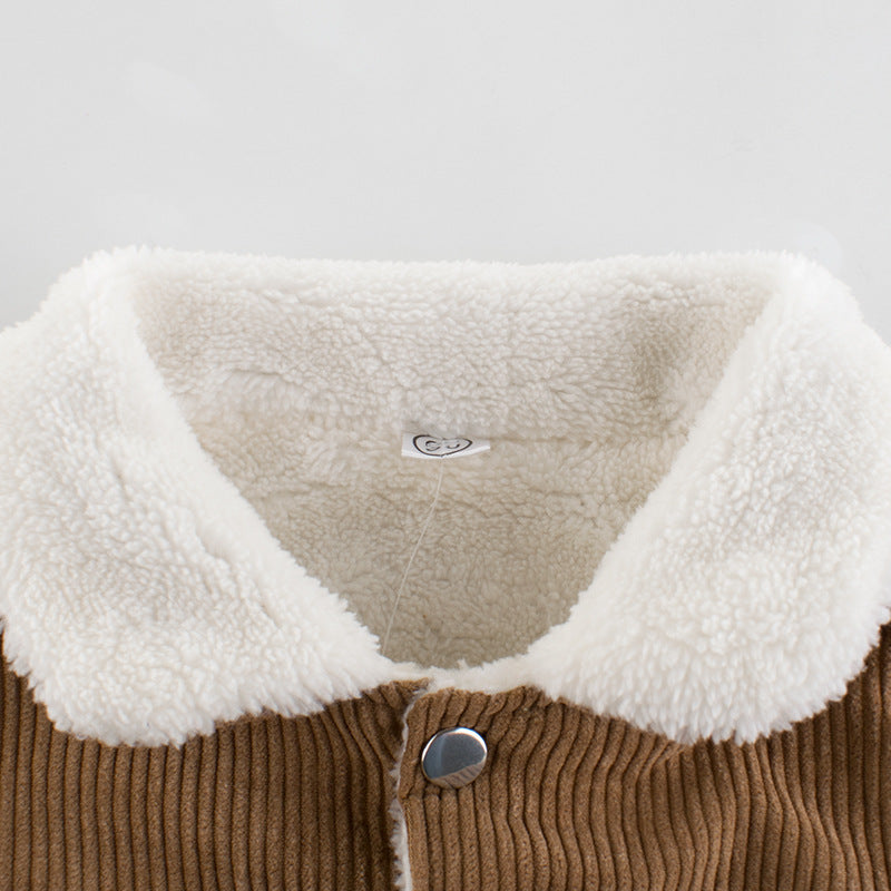 Autumn and winter children's vest vest new 2021 boys lamb cashmere and cashmere baby clothing warm top