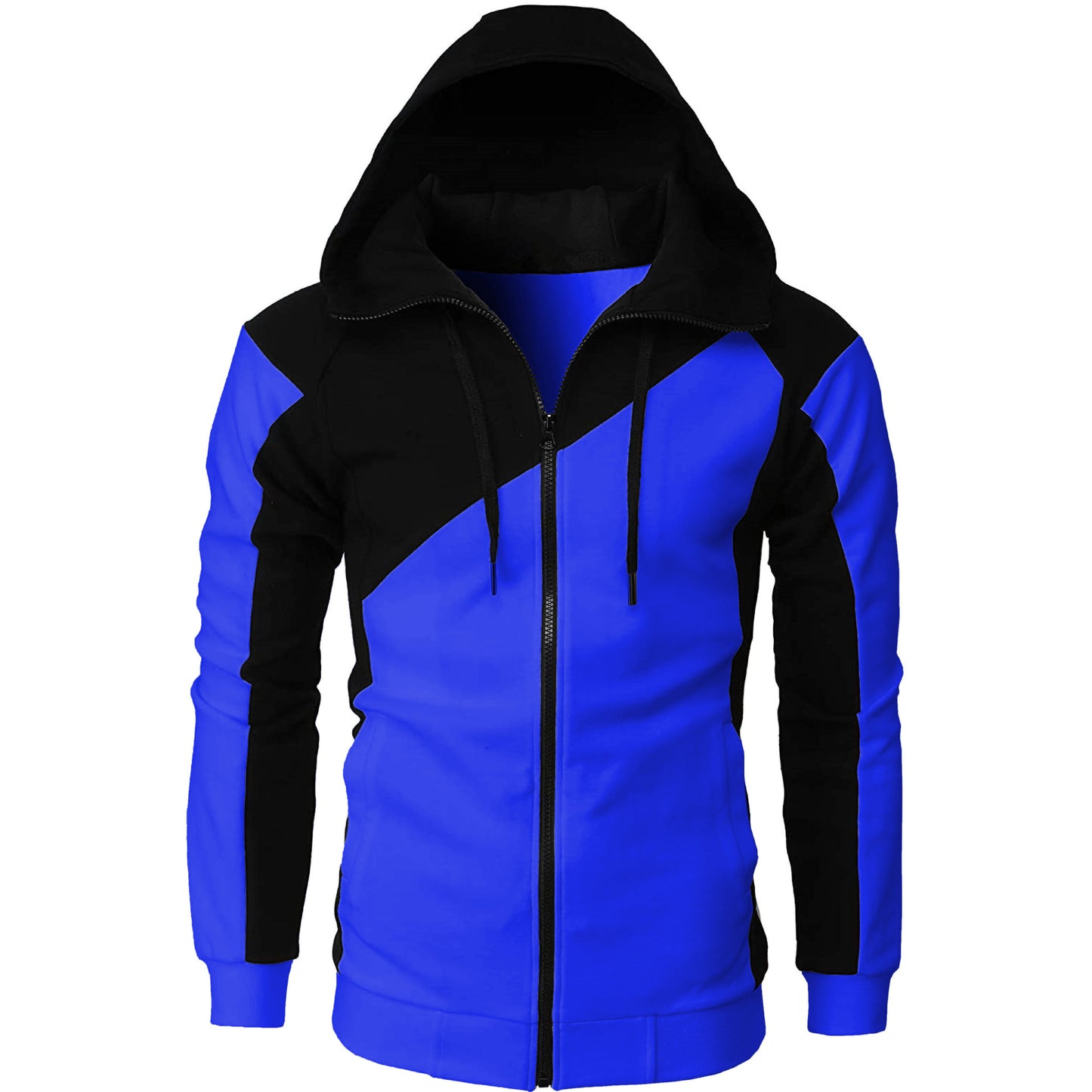 2021 Cross-border Contrasting Color Jacket Men's Slim Hooded Men's Sweater Casual Fashion Men's Long Sleeve Sports Jacket