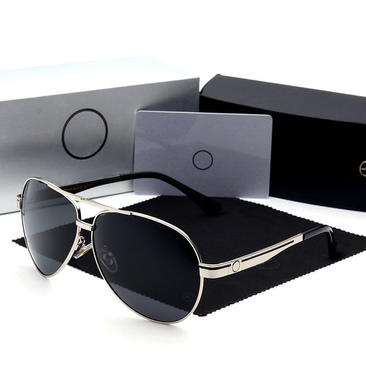2021 Douyin Men's Fashion Polarized Sunglasses 737 Benz Big Frame Aviator Sunglasses Metal Frame Toad Mirror