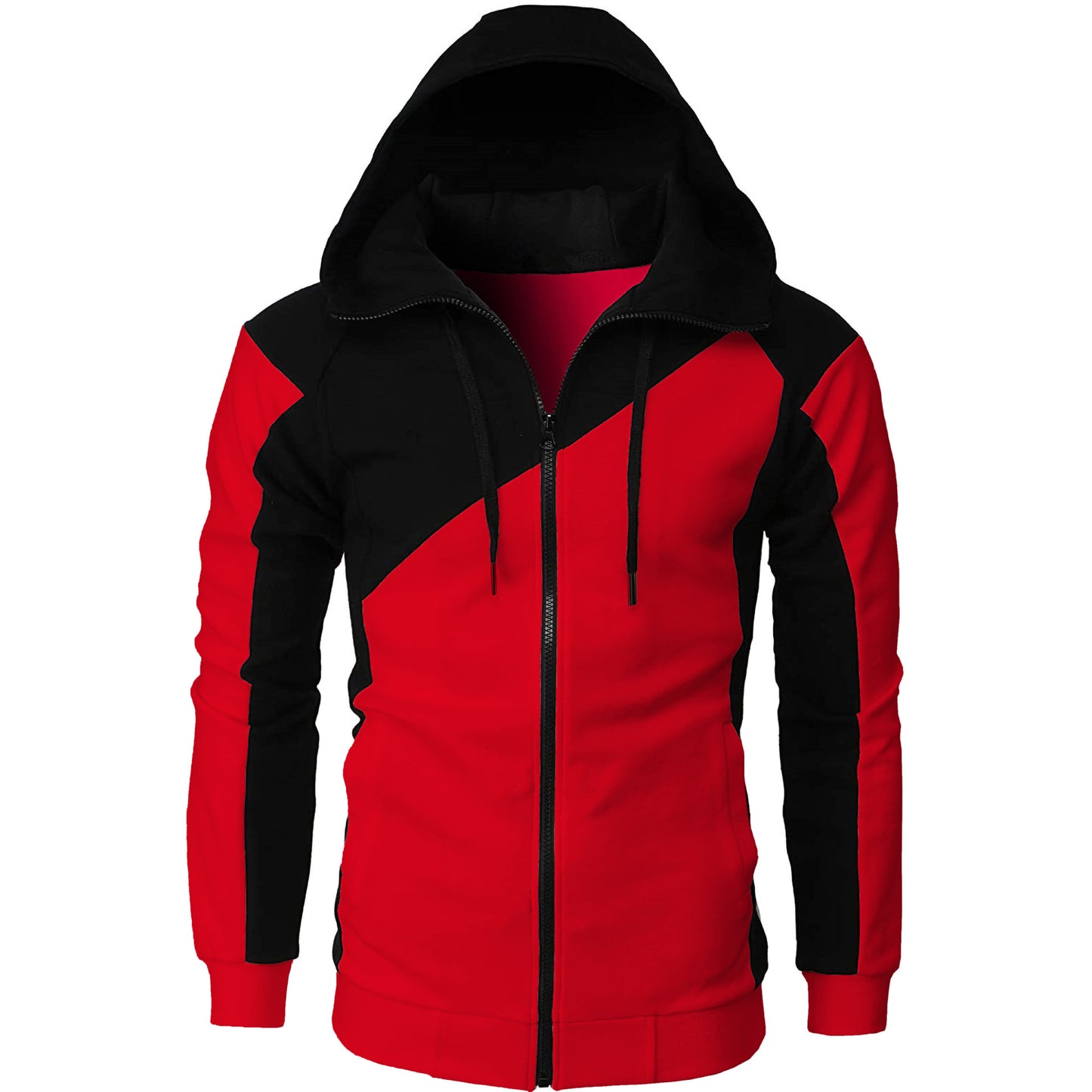 2021 Cross-border Contrasting Color Jacket Men's Slim Hooded Men's Sweater Casual Fashion Men's Long Sleeve Sports Jacket