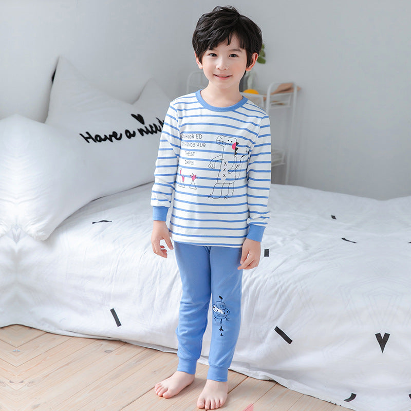 2021 children's autumn clothes and long trousers pure cotton boys and girls underwear set autumn and winter baby cotton round neck bottoming cotton sweater