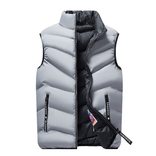 Cross-border vest men's autumn and winter Korean style trendy stand-up collar handsome down cotton padded waistcoat vest vest jacket