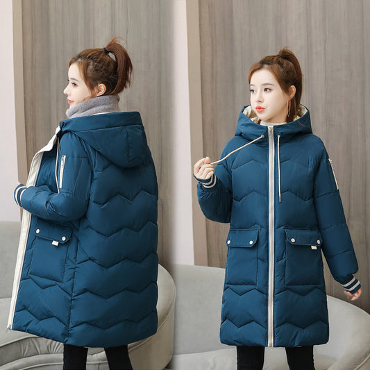 Down padded jacket women's winter clothing 2021 new style Korean loose cotton-padded jacket women's mid-length thick bread padded jacket