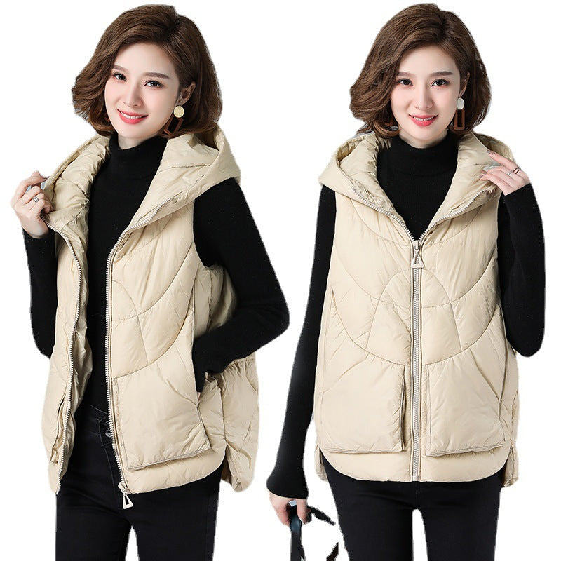 21 years new Korean style short down cotton waistcoat autumn and winter fashion women's waistcoat middle-aged plus size mother jacket