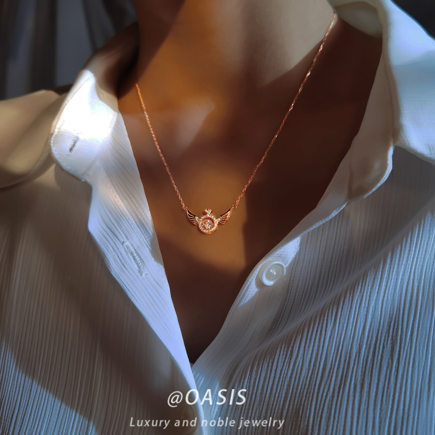 High-quality sterling silver S925 original angel wings smart clavicle necklace female niche design simple and beating heart