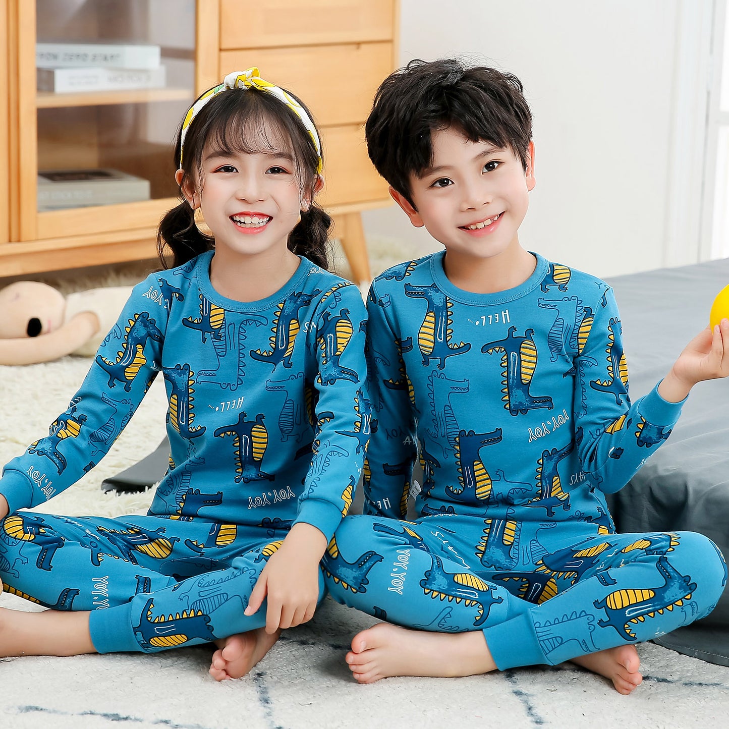 2021 children's autumn clothes and long trousers pure cotton boys and girls underwear set autumn and winter baby cotton round neck bottoming cotton sweater