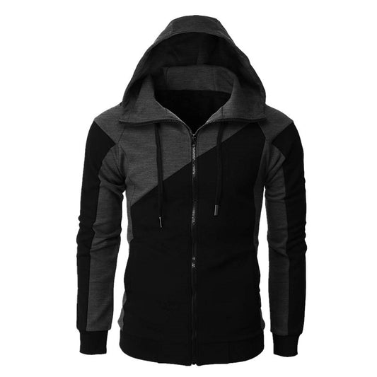 2021 Cross-border Contrasting Color Jacket Men's Slim Hooded Men's Sweater Casual Fashion Men's Long Sleeve Sports Jacket