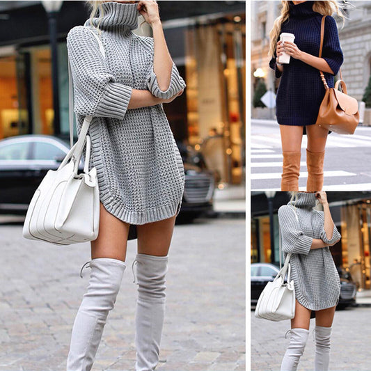 2021 autumn and winter turtleneck sweater women cross-border women's casual European and American sweater sweater