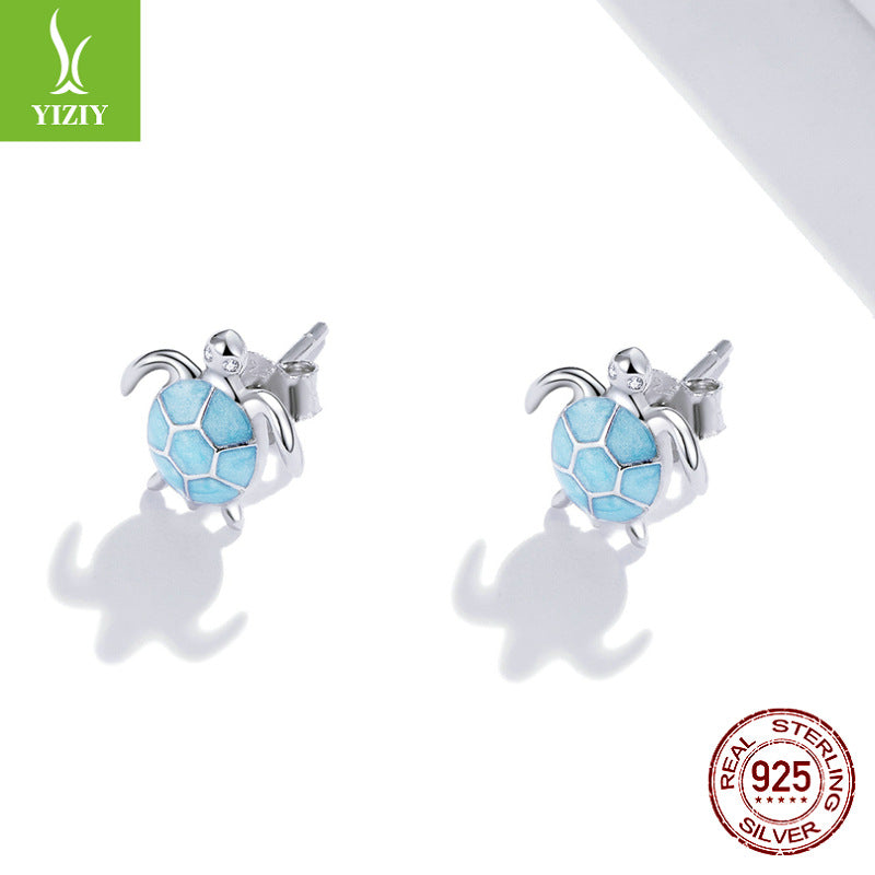 Original New Blue Turtle 925 Tremella Nail Necklace Set Creative Cute Animal Turtle Jewelry