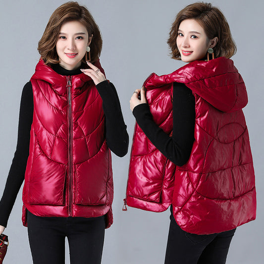 21 years new Korean style short down cotton waistcoat autumn and winter fashion women's waistcoat middle-aged plus size mother jacket