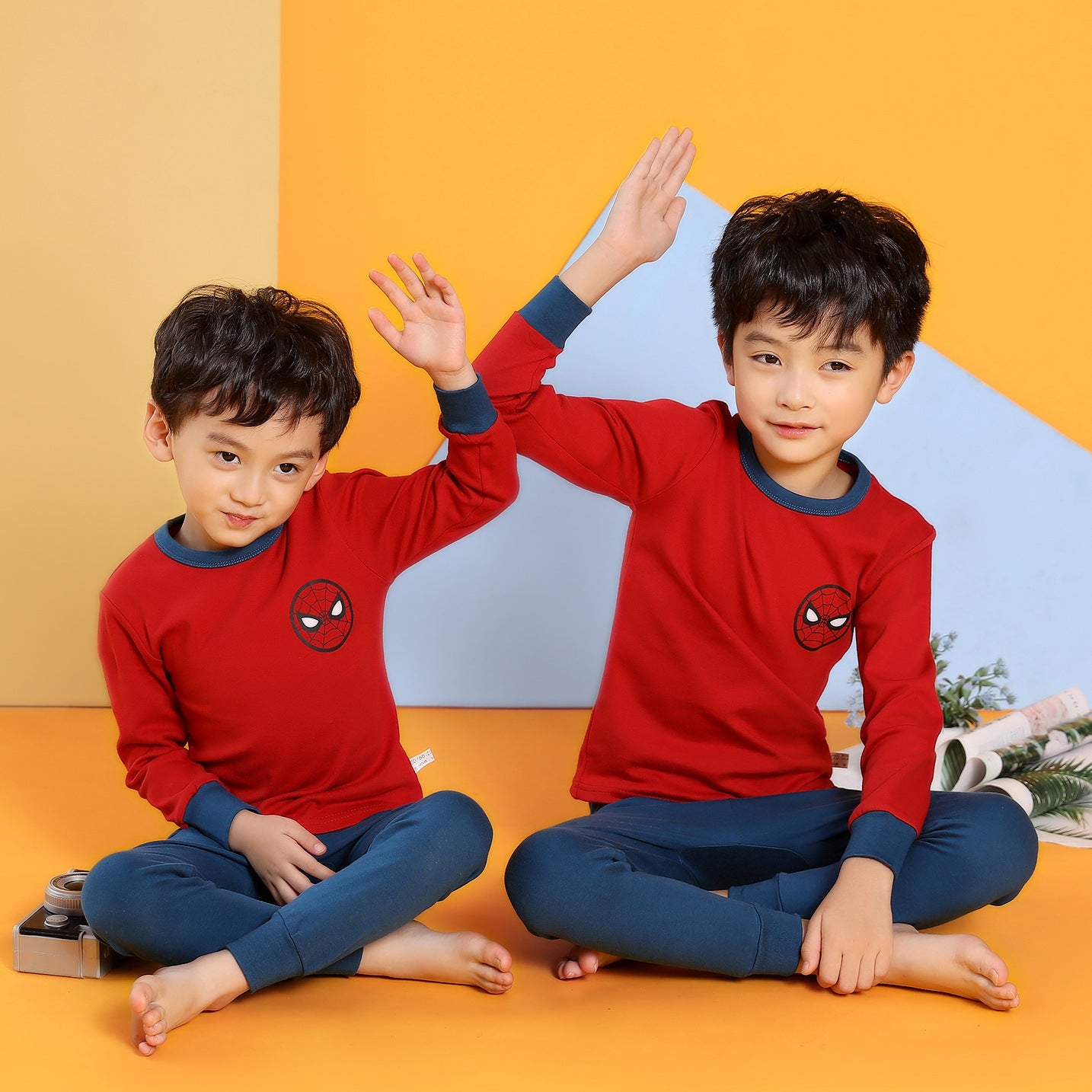 2021 children's autumn clothes and long trousers pure cotton boys and girls underwear set autumn and winter baby cotton round neck bottoming cotton sweater