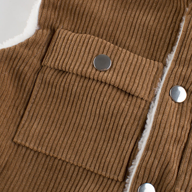 Autumn and winter children's vest vest new 2021 boys lamb cashmere and cashmere baby clothing warm top