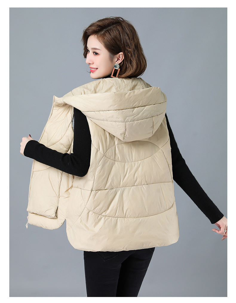21 years new Korean style short down cotton waistcoat autumn and winter fashion women's waistcoat middle-aged plus size mother jacket