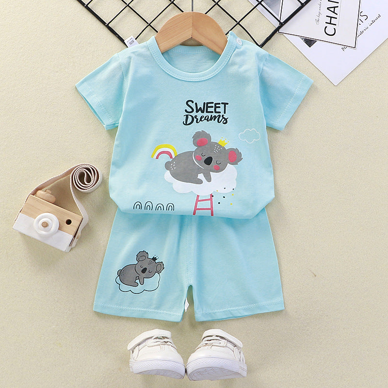 2021 summer new children's clothing children's short-sleeved suit wholesale men and women baby T-shirt shorts two-piece cotton