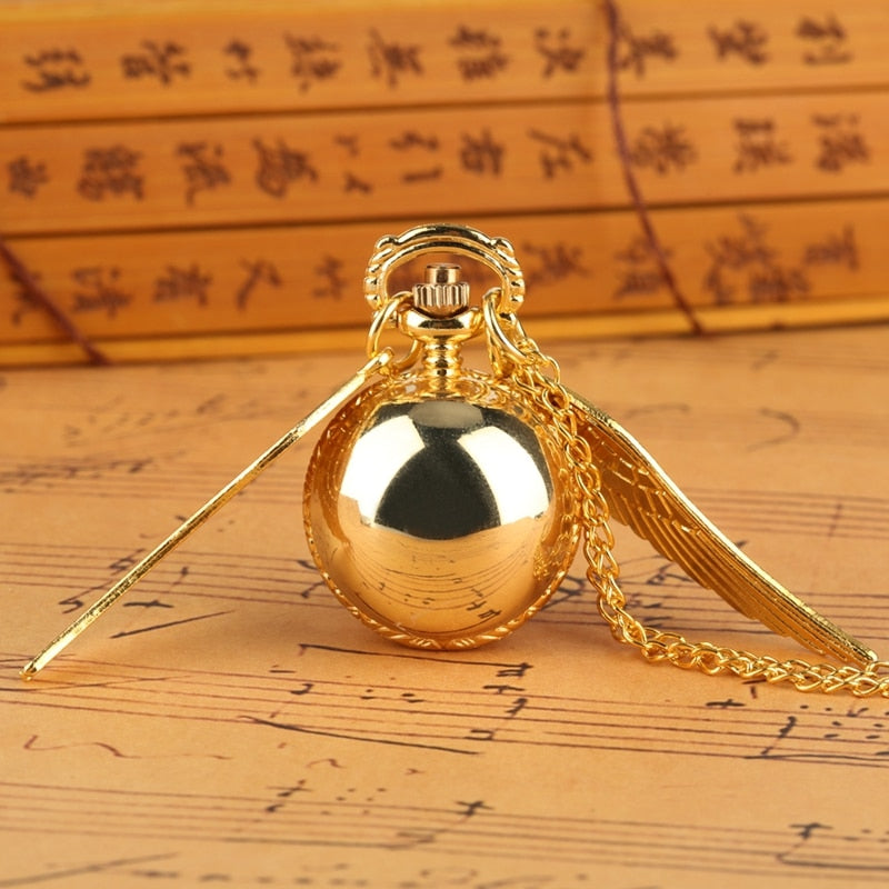 Little Cute Necklace Top Luxury Smooth Golden Snitch Ball Quartz Pocket Watch Pendant with Chain Gifts for Men Women Kids reloj