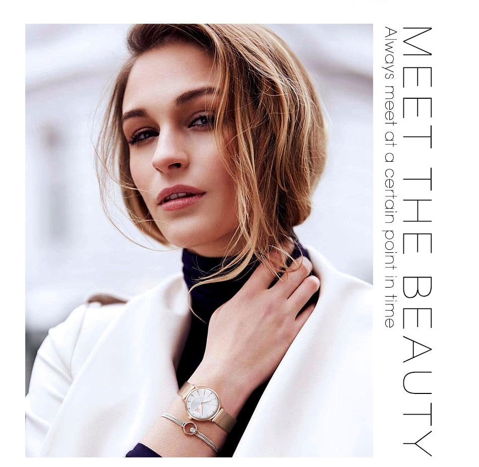 Shengke Quartz Watch Women Mesh Stainless Steel Watchband Casual Wristwatch Japan Movement Bayan Kol Saati Reloj Mujer 2019