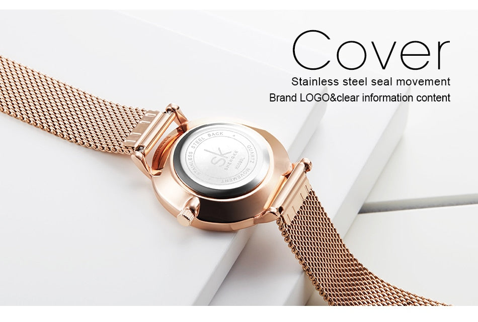 Shengke Quartz Watch Women Mesh Stainless Steel Watchband Casual Wristwatch Japan Movement Bayan Kol Saati Reloj Mujer 2019