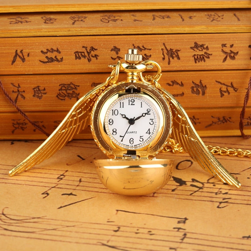 Little Cute Necklace Top Luxury Smooth Golden Snitch Ball Quartz Pocket Watch Pendant with Chain Gifts for Men Women Kids reloj