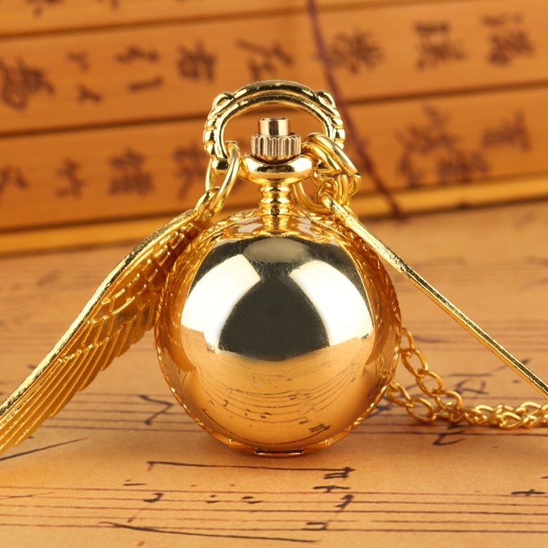 Little Cute Necklace Top Luxury Smooth Golden Snitch Ball Quartz Pocket Watch Pendant with Chain Gifts for Men Women Kids reloj