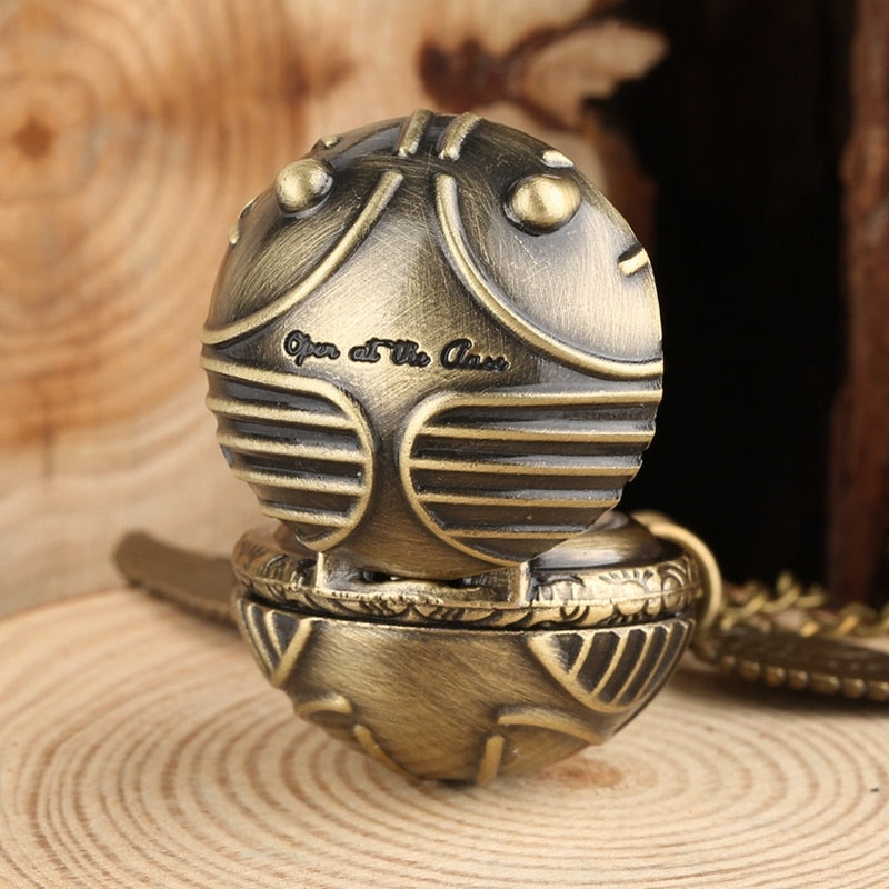 Little Cute Necklace Top Luxury Smooth Golden Snitch Ball Quartz Pocket Watch Pendant with Chain Gifts for Men Women Kids reloj