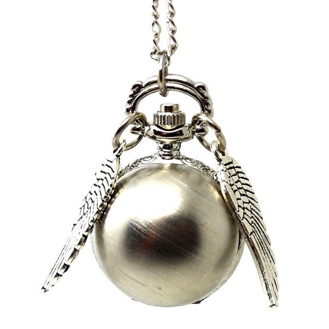 Little Cute Necklace Top Luxury Smooth Golden Snitch Ball Quartz Pocket Watch Pendant with Chain Gifts for Men Women Kids reloj