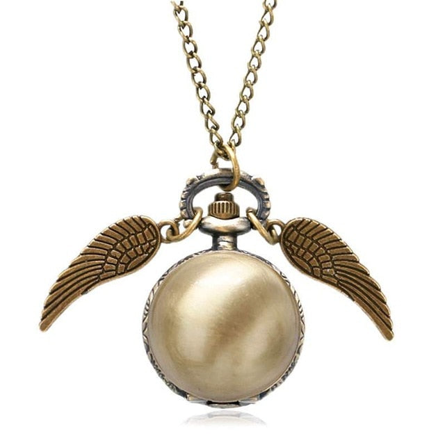 Little Cute Necklace Top Luxury Smooth Golden Snitch Ball Quartz Pocket Watch Pendant with Chain Gifts for Men Women Kids reloj