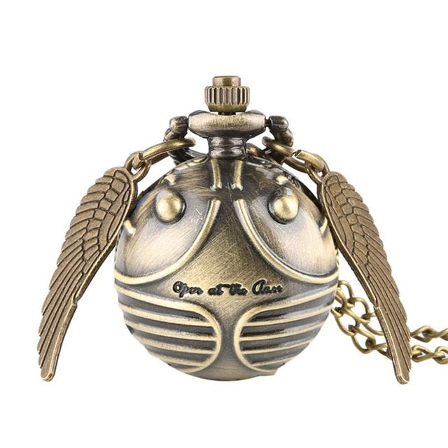 Little Cute Necklace Top Luxury Smooth Golden Snitch Ball Quartz Pocket Watch Pendant with Chain Gifts for Men Women Kids reloj
