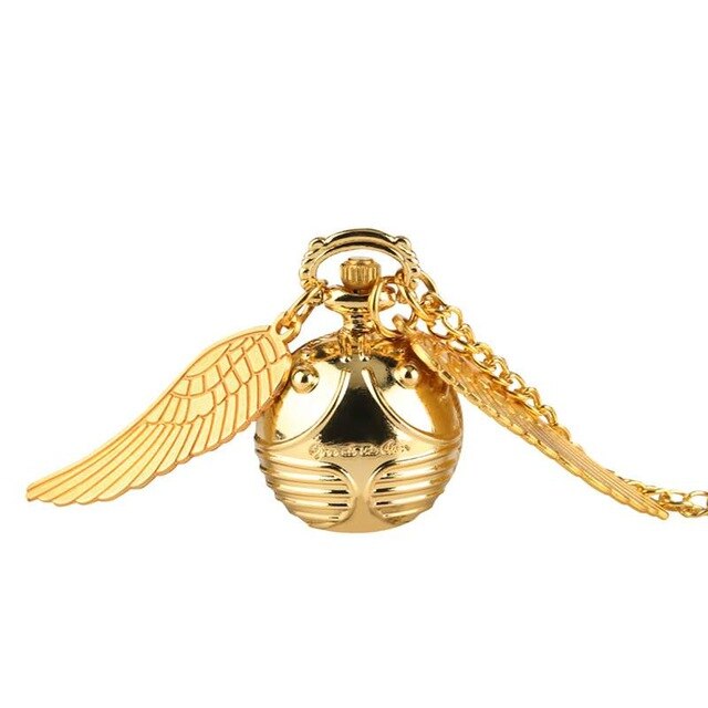 Little Cute Necklace Top Luxury Smooth Golden Snitch Ball Quartz Pocket Watch Pendant with Chain Gifts for Men Women Kids reloj