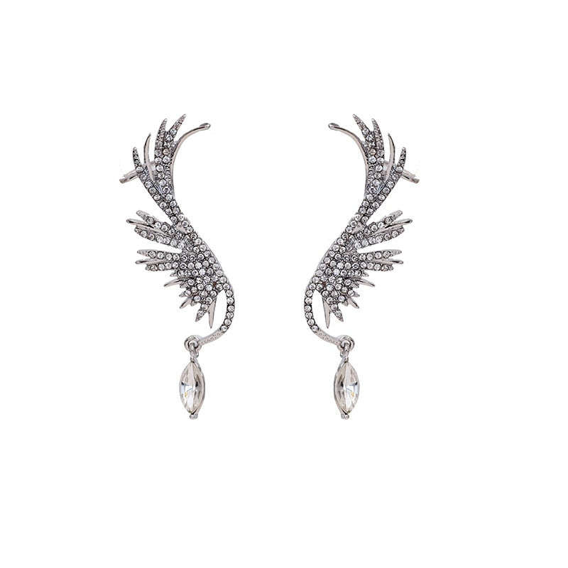 2020 New Angel wings Rhinestone Hanging Dangle exquisite Exaggerated Fashion Stud Earrings elegant Prevent Allergy Earrings