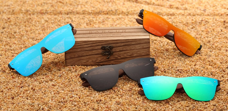 BARCUR Black Walnut Sunglasses Wood Polarized Sunglasses Men Glasses Men UV400 Protection Eyewear Wooden Original Box