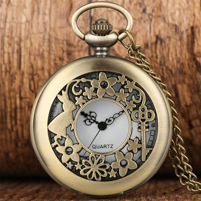 New Arrival Retro Alice in Wonderland Theme Bronze Quartz Pocket Watches Vintage Fob Watches Christmas Birthday Gift