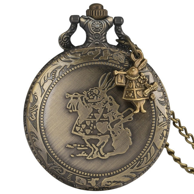 New Arrival Retro Alice in Wonderland Theme Bronze Quartz Pocket Watches Vintage Fob Watches Christmas Birthday Gift