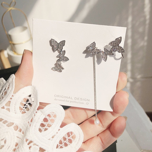 2020 New Angel wings Rhinestone Hanging Dangle exquisite Exaggerated Fashion Stud Earrings elegant Prevent Allergy Earrings